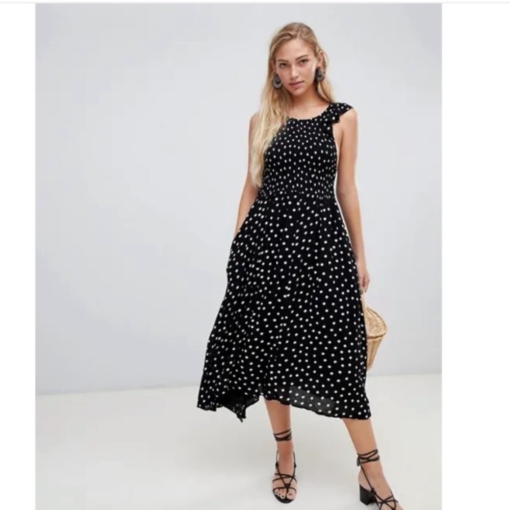 Free People Black Chambray Butterflies dress